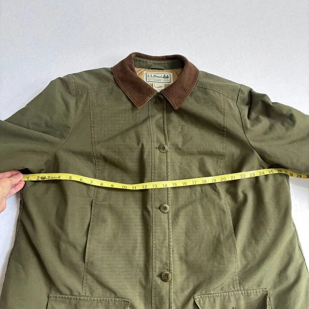 LL Bean Field Barn Chore Hunting Jacket Women's 2X Green Quilted Canvas Corduroy
